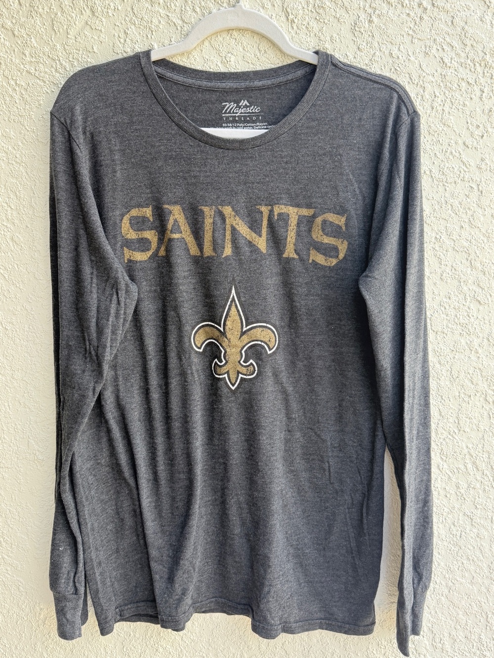 Majestic New Orleans Saints Long-Sleeve Tee - Gray/Gold